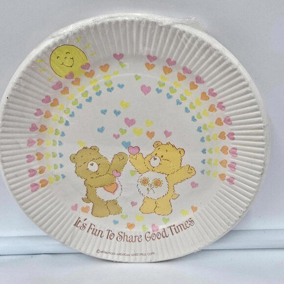 1980's‎ Care Bear Plates "Its Fun to Share Good Times", 8 Count Plates - Picture 1 of 4